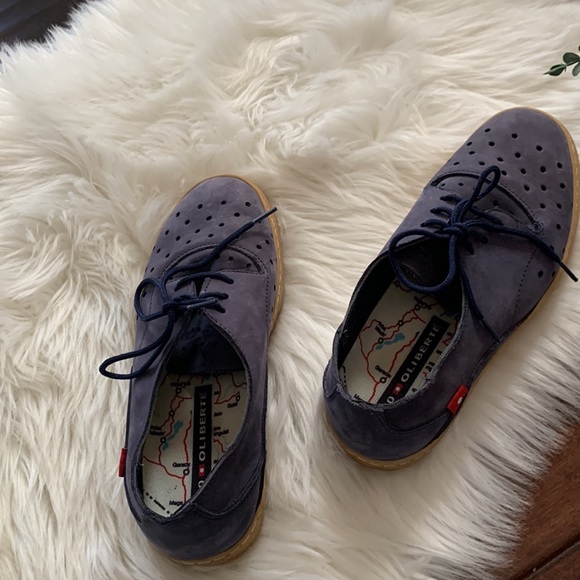 Oliberte Mens Blue Leather Round Toe Lace Up Casual Oxford Shoes US 10 EU‎ 40 - Picture 6 of 7